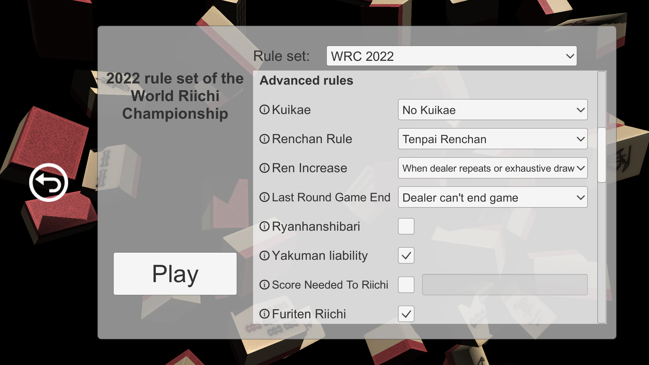 Riichi Mahjong gameplay screenshot